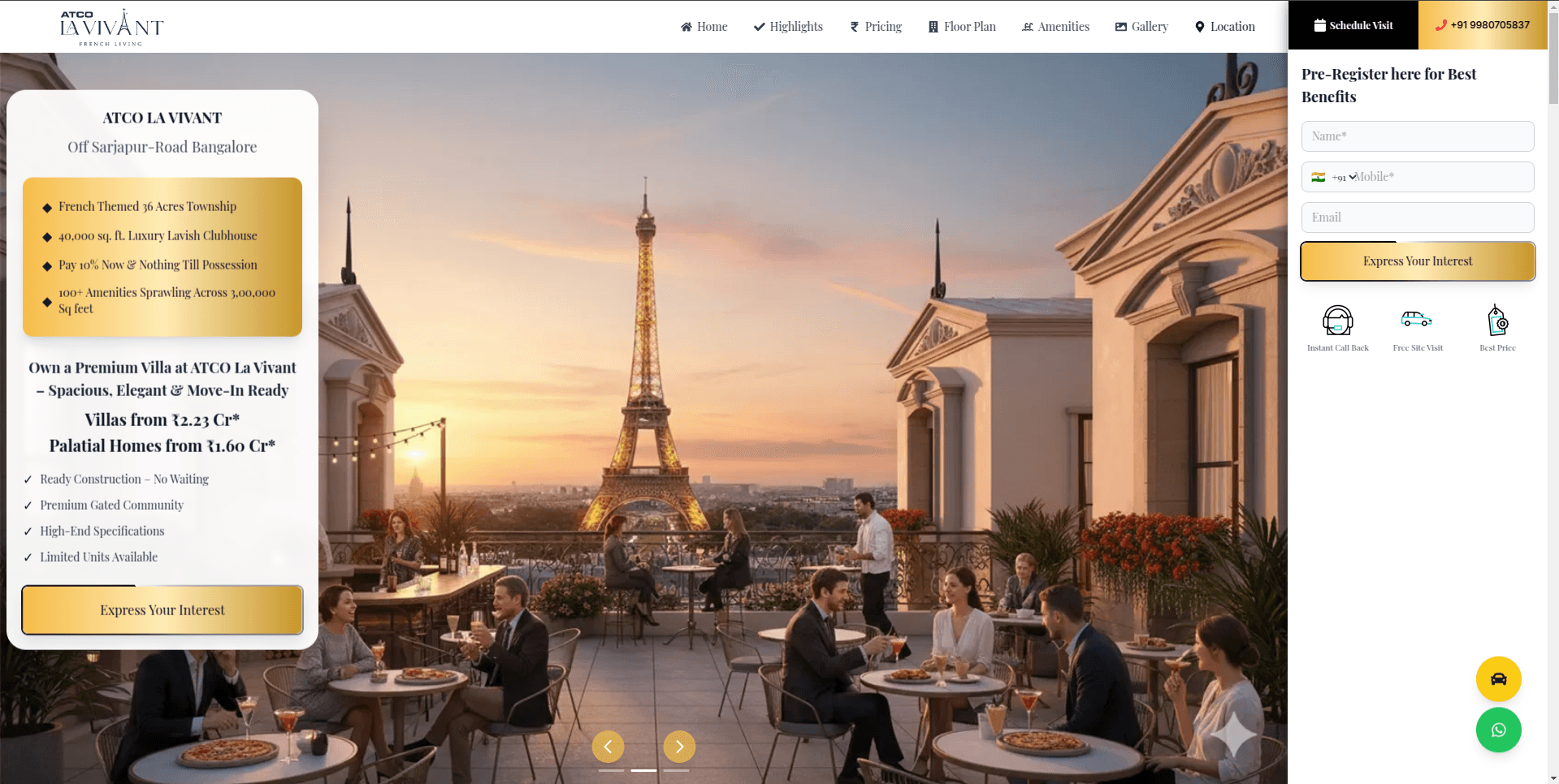 Atcola Vivant Villas website screenshot